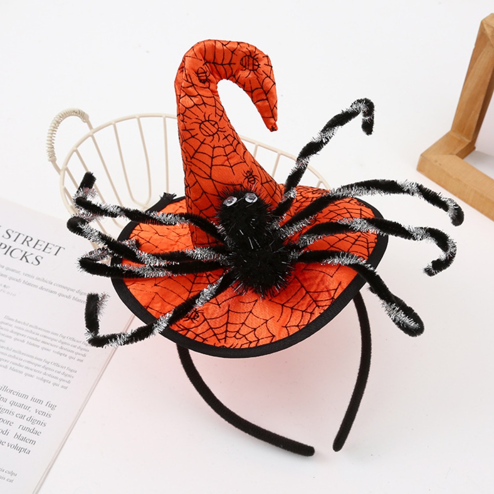 Party Hat Cone - Spinnen-Halloween-Hexenhut-Stirnband, Cartoon-Pailletten-Halloween-Party-Haarband, Party-Dekor-Hut, Kegelhut, Haarreif