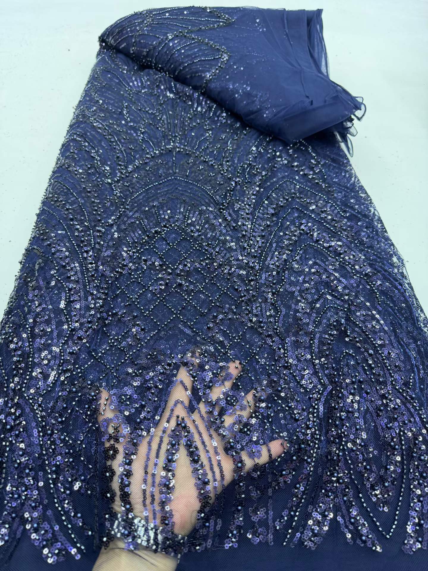 Glitter Tablecloth - Luxuriöser afrikanischer Spitzenstoff 2026, hochwertige Pailletten-